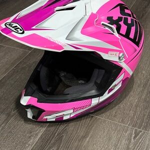 Youth Pink and White Motocross Helmet